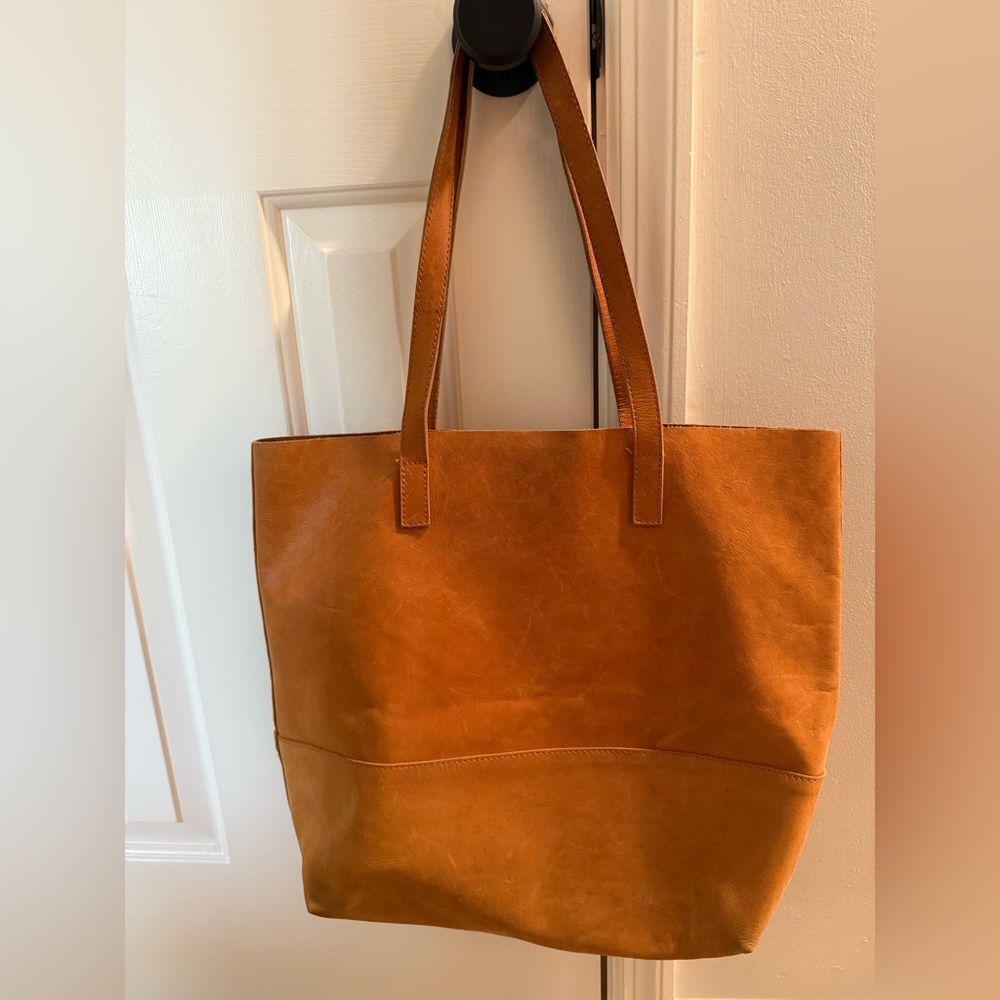 Able Tan Leather Tote Bag